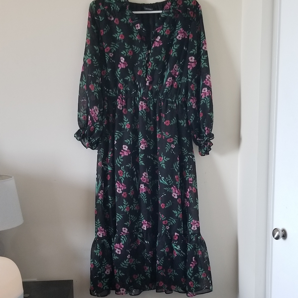 maxi floral sheer dress